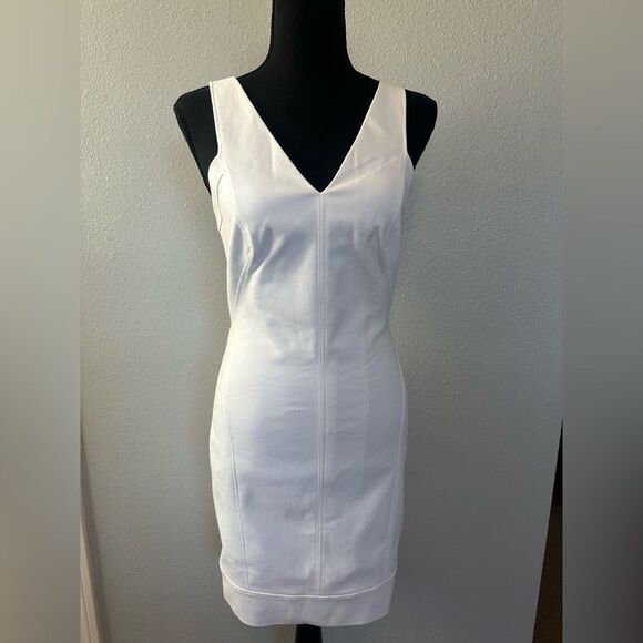 HELMUT LANG WHITE FRAME STRETCH BODYCON DRESS 4 - Picture 5 of 13